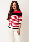Sunday Round Neck Stripe Jumper, Red