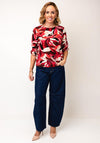 Sunday Floral Print Elastic Trim Top, Red