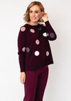 Sunday Spot Print Fine Knit Sweater, Wine