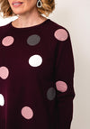 Sunday Spot Print Fine Knit Sweater, Wine