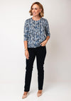 Sunday by Godske Round Neck Abstract Blouse, Blue Multi