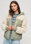Superdry Womens Sherpa Quilted Hybrid Jacket, Vintage Khaki.