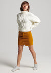 Superdry Womens High Neck Cable Knit Sweater, Ecru