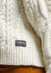 Superdry Womens High Neck Cable Knit Sweater, Ecru