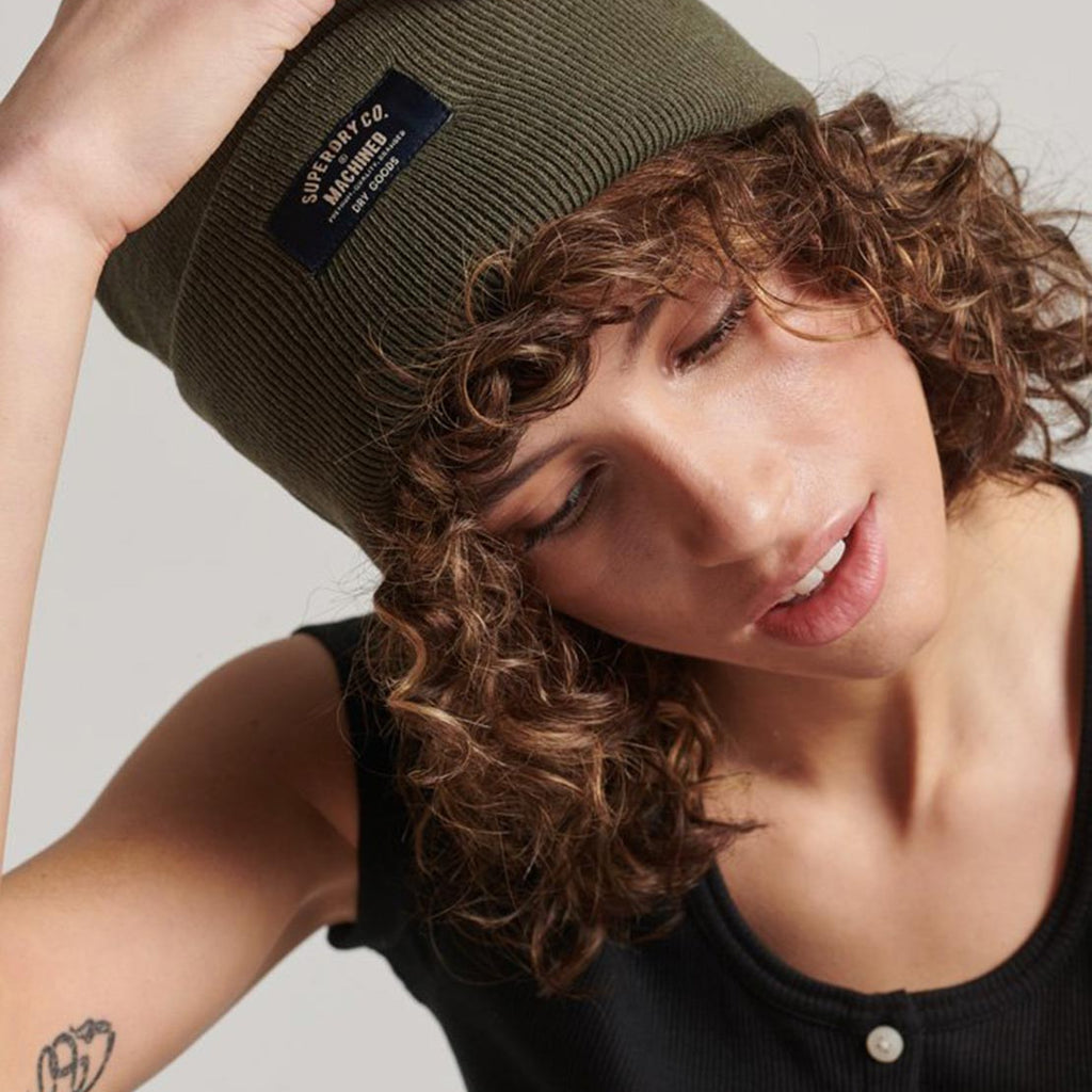 Superdry Classic Knitted Beanie Hat, Olive Green Marl McElhinneys
