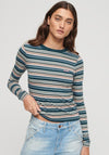 Superdry Womens Striped Top, Blue