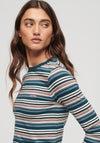 Superdry Womens Striped Top, Blue