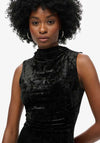 Superdry Velvet High Neck Maxi Dress, Black