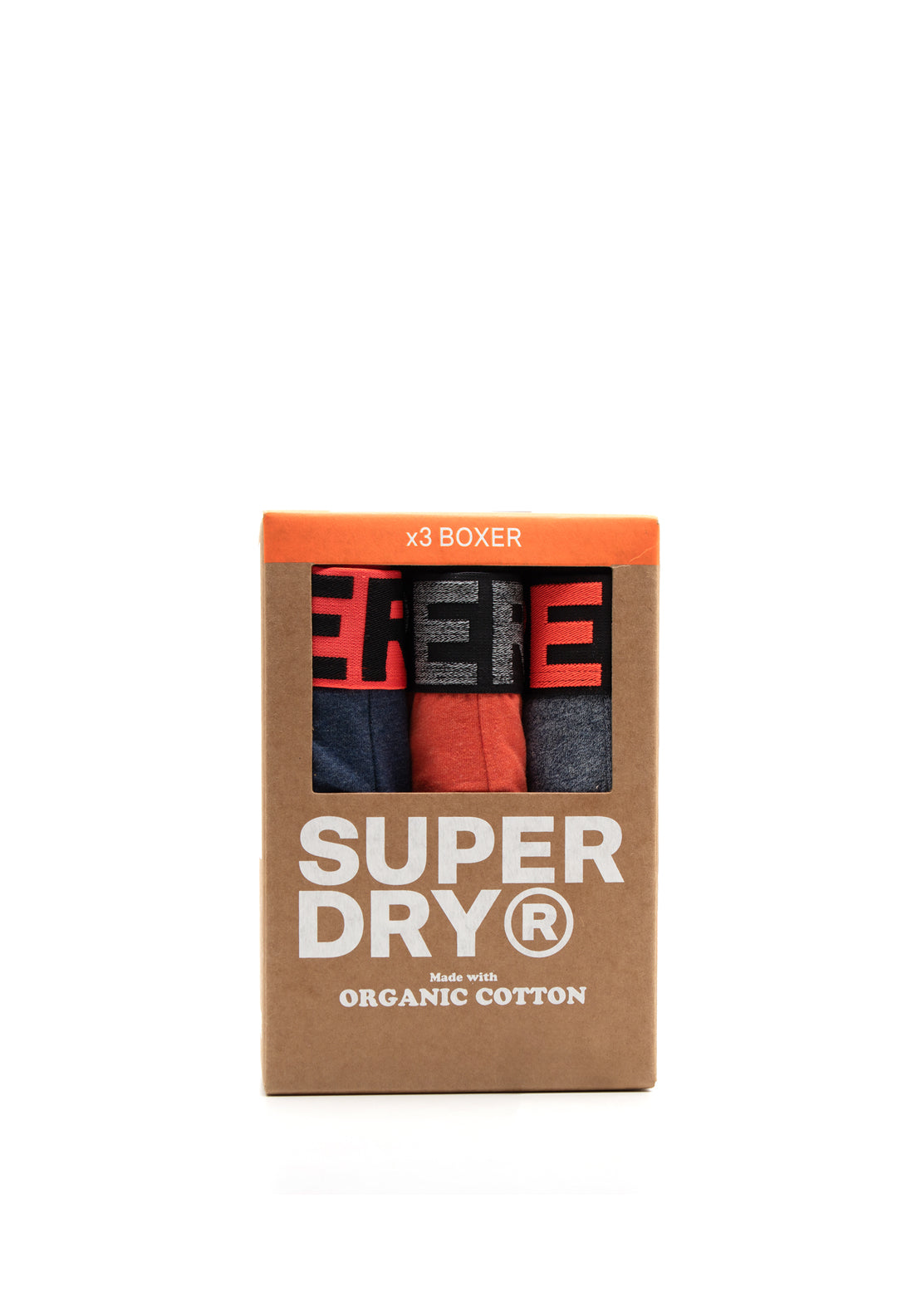 Superdry 3 Pack Organic Cotton Boxers, Dark Indigo Multi