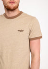 Superdry Essential Logo Ringer T-Shirt, Buck Tan Marl