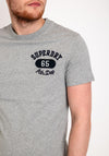 Superdry Embroidered Superstate Athletic Logo T-Shirt, Grey Marl