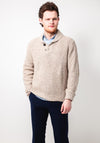 Superdry Shawl Collar Jumper, Taupe Beige Marl