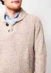 Superdry Shawl Collar Jumper, Taupe Beige Marl