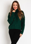 Superdry Womens High Neck Cable Knit Sweater, Pine Green