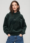 Superdry Womens Drop Needle Velour Boxy Hoodie, Green