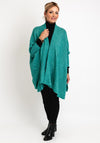 Surkana One Size Open Short Knit Poncho, Turquoise