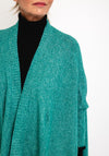 Surkana One Size Open Short Knit Poncho, Turquoise