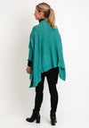 Surkana One Size Open Short Knit Poncho, Turquoise