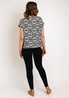 Surkana Spiral Print Satin Top, Black