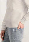 YAYA Round Neck Knitted Panel Sweatshirt, Off-White