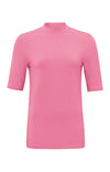 YAYA High-Neck Short Sleeve T-Shirt, Morning Glory Pink