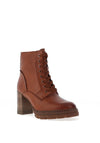 Tamaris Leather Laced Heeled Boot, Cognac