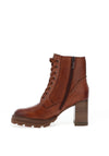 Tamaris Leather Laced Heeled Boot, Cognac