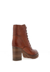 Tamaris Leather Laced Heeled Boot, Cognac