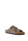 Tamaris Shimmering Faux Leopard Printed Double Strap Mules, Leopard