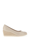 Tamaris Patent Slip On Flat Shoes, Beige