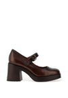 Tamaris Distressed Patent Faux Leather Retro Platform Shoes, Brown