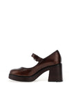Tamaris Distressed Patent Faux Leather Retro Platform Shoes, Brown