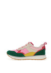 Tamaris Leather Multi Panel Trainers, Pink Combination