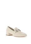 Tamaris Leather Diamante Buckle Loafers, Off White
