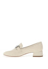 Tamaris Leather Diamante Buckle Loafers, Off White