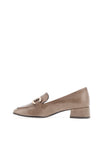 Tamaris Buckle Detail Faux Patent Loafers, Taupe