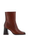 Tamaris Leather Block Heeled Boots, Cognac