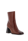 Tamaris Leather Block Heeled Boots, Cognac