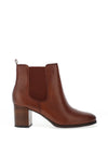 Tamaris Smooth Leather Heeled Chelsea Boot, Cognac