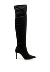 Tamaris Faux Suede Pointed Toe Knee High Boots, Black