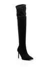 Tamaris Faux Suede Pointed Toe Knee High Boots, Black