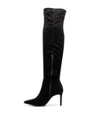 Tamaris Faux Suede Pointed Toe Knee High Boots, Black