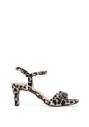 Tamaris Satin Leopard Printed Heeled Sandals, Black