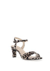 Tamaris Satin Leopard Printed Heeled Sandals, Black