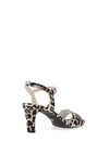 Tamaris Satin Leopard Printed Heeled Sandals, Black