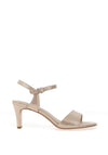 Tamaris Satin Reptile Printed Heeled Sandals, Gold