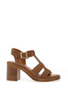 Tamaris Textured Suede Leather T Bar Heeled Sandals, Brown