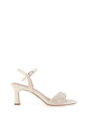 Tamaris Satin Diamante Detailed Heeled Sandals, Champagne