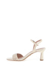 Tamaris Satin Diamante Detailed Heeled Sandals, Champagne