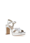 Tamaris Metallic Platform Heeled Sandals, Silver
